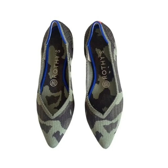 Rothy’s The Point Flat size 7 in Green Camo - Picture 2 of 9